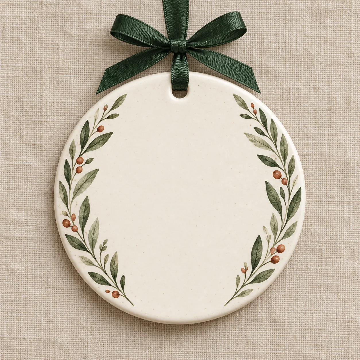 Botanical ceramic ornament personalized for Emma & Liam